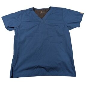 Carhartt Scrub Top Mens XS Blue V-Neck Short Sleeve Chest Pocket C10001 Medical